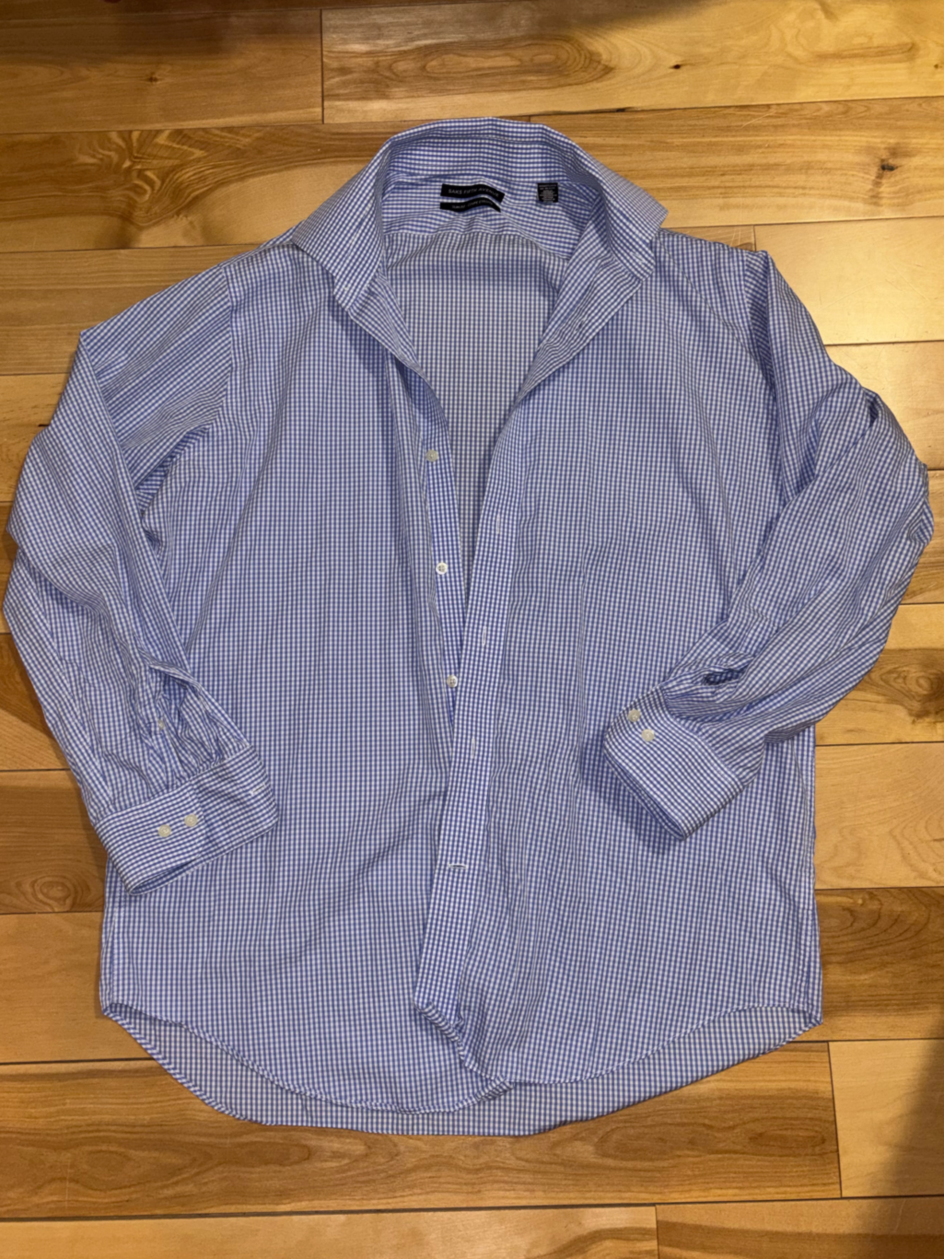 Saks Fifth Avenue Light Blue Micro-Check Dress Shirt